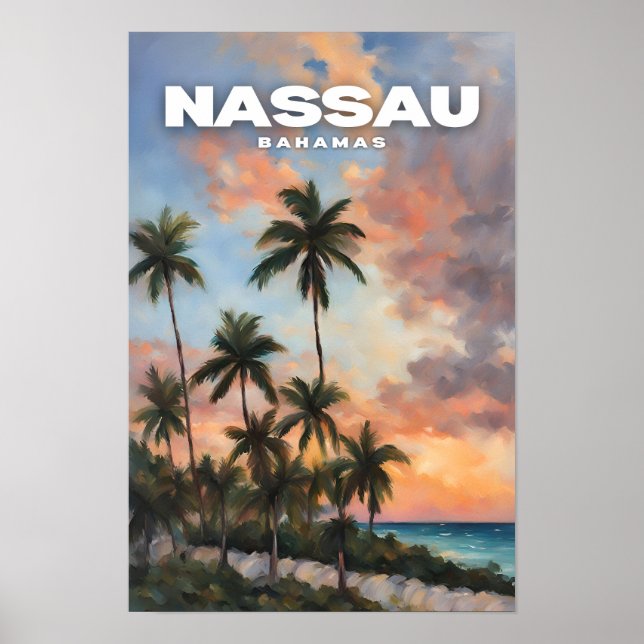 Póster Viajes de cosecha de nassau Bahamas (Frente)