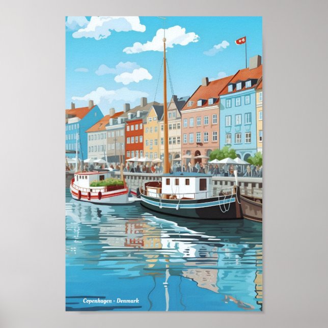 Póster Viajes de cosecha en Copenhague Dinamarca (Frente)
