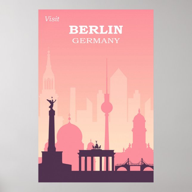 Póster Viajes de cosecha rosa de Alemania en Berlín (Frente)