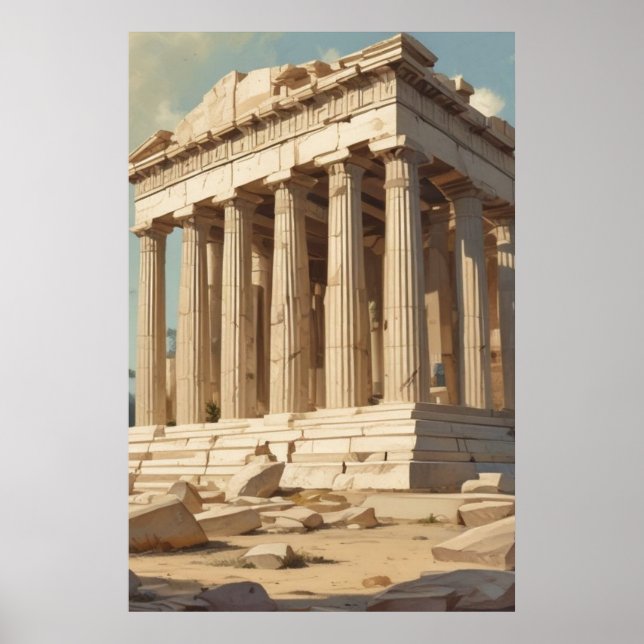 Póster Viajes de época Atenas Grecia Templo del Partenón (Frente)