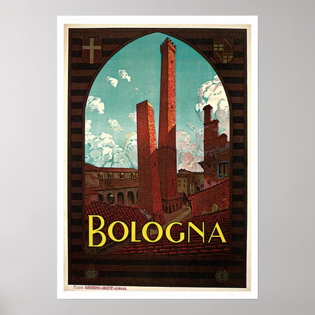 Póster Viajes de época Bolonia Italia (Frente)