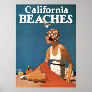 Póster Viajes de época California playas de América