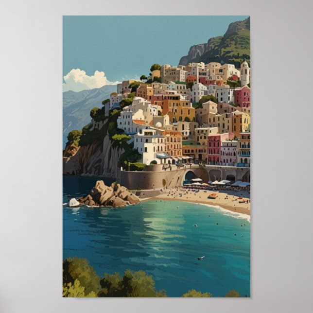 Póster Viajes de época Costa Amalfitana (Frente)