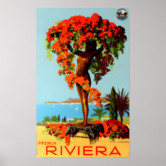 Póster Viajes de época - Costa Azul - Riviera Francesa