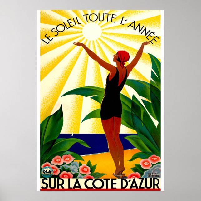 Póster Viajes de época - Costa Azul - Riviera Francesa (Frente)