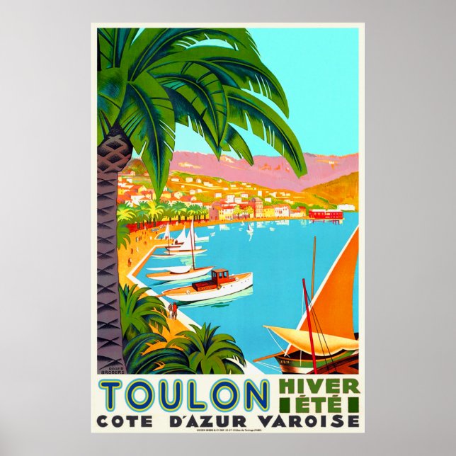 Póster Viajes de época - Costa Azul Toulon Francia (Frente)