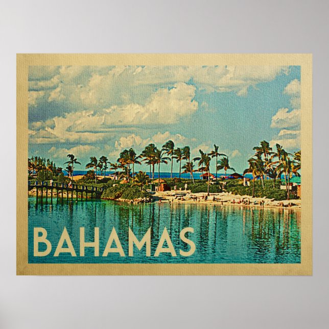Póster Viajes de época de Bahamas (Frente)