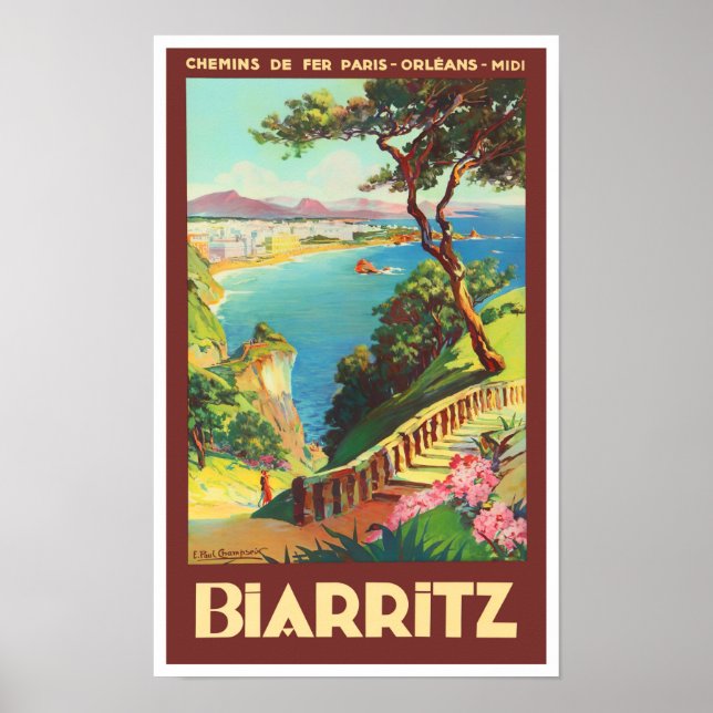 Póster Viajes de época de Biarritz France (Frente)