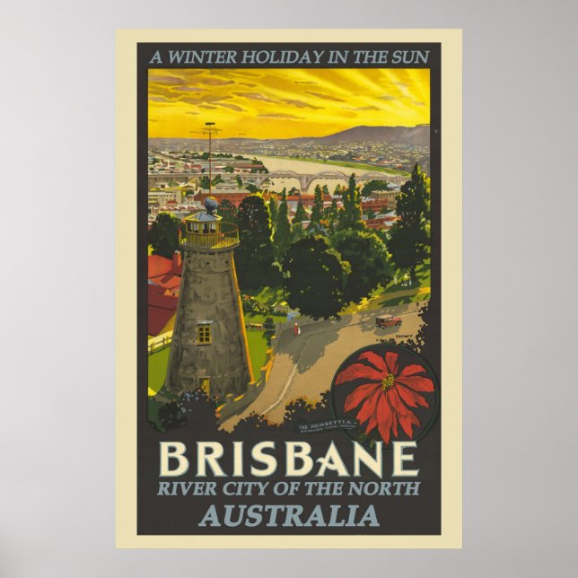 Póster Viajes de época de Brisbane Australia (Frente)