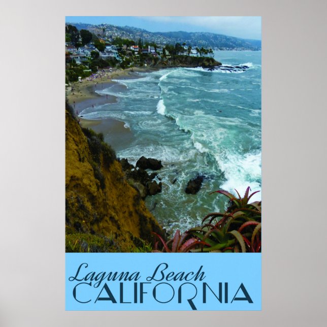 Póster Viajes de época de Laguna Beach California (Frente)
