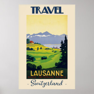 Póster Viajes de época de Lausanne Suiza