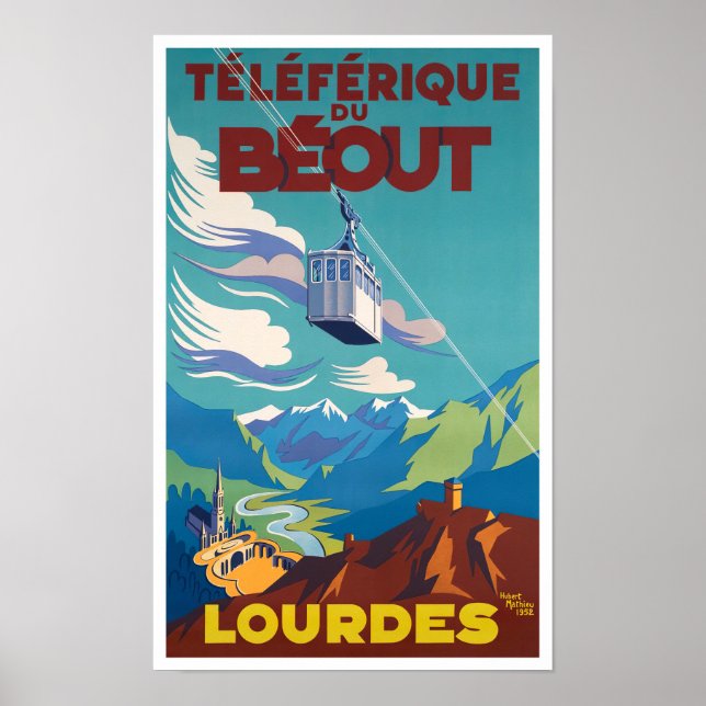 Póster Viajes de época de Lourdes France (Frente)