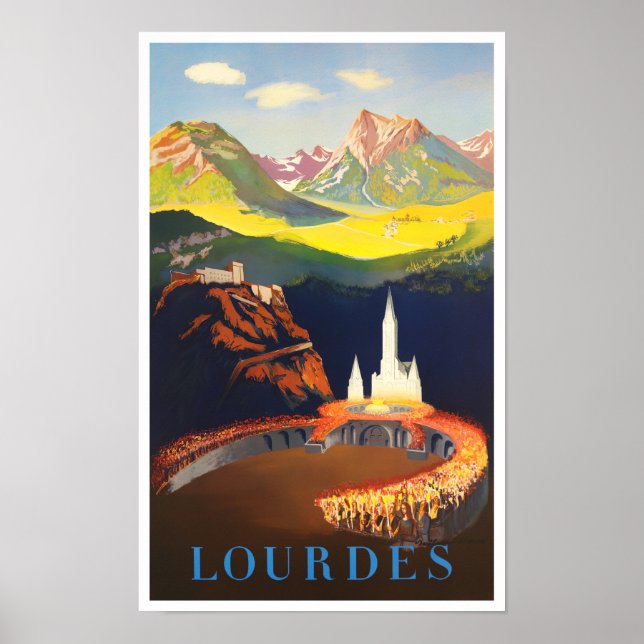 Póster Viajes de época de Lourdes France (Frente)