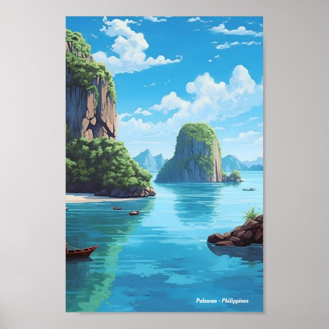 Póster Viajes de época de Palawan Filipinas (Frente)