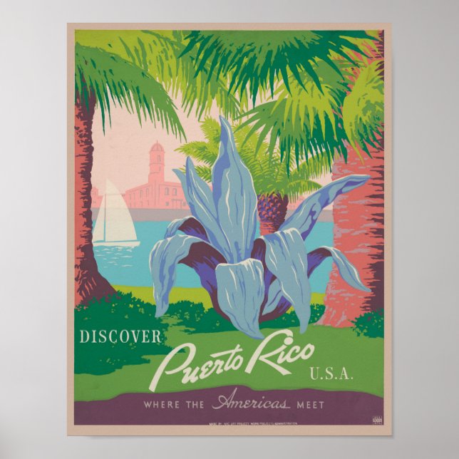Póster Viajes de época de Puerto Rico (Frente)