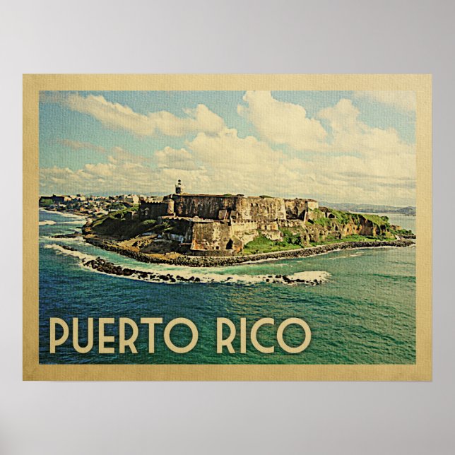 Póster Viajes de época de Puerto Rico (Frente)
