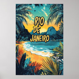 Póster Viajes de época de Río de Janeiro Brasil
