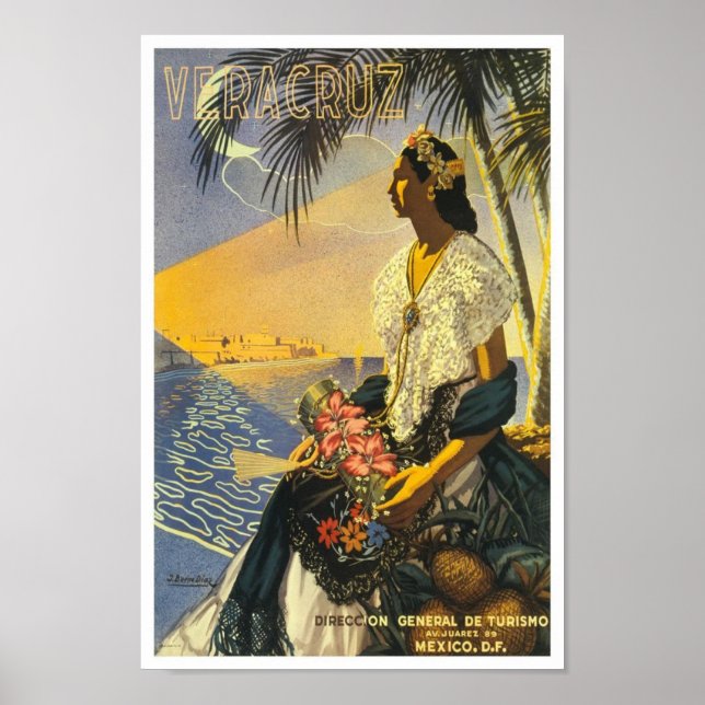 Póster Viajes de época de Veracruz México (Frente)