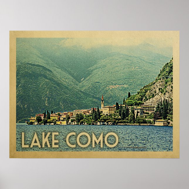 Póster Viajes de época del Lago Como Italia (Frente)