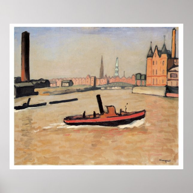 Póster Viajes de época El puerto de Hamburgo Alemania (Frente)