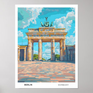 Póster Viajes de época en Berlín con cielo azul Alemania