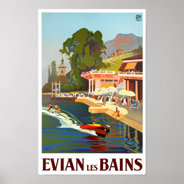 Póster Viajes de época en Evian France (Frente)