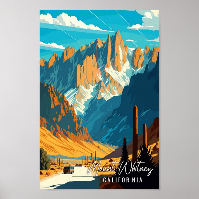 Póster Viajes de época en Mount Whitney California (Frente)