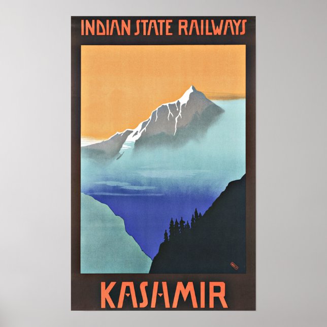 Póster Viajes de época Ferrocarril de la India en Cachemi (Frente)