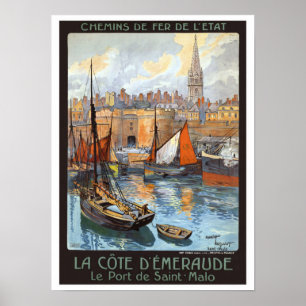 Póster Viajes de época Le Port de Saint Malo Francia