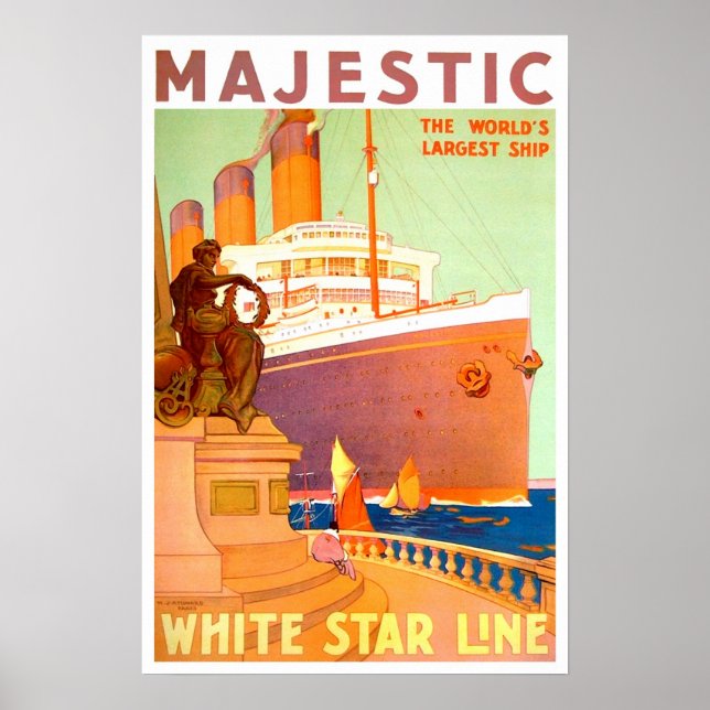Póster Viajes de época, línea blanca de las estrellas (Frente)