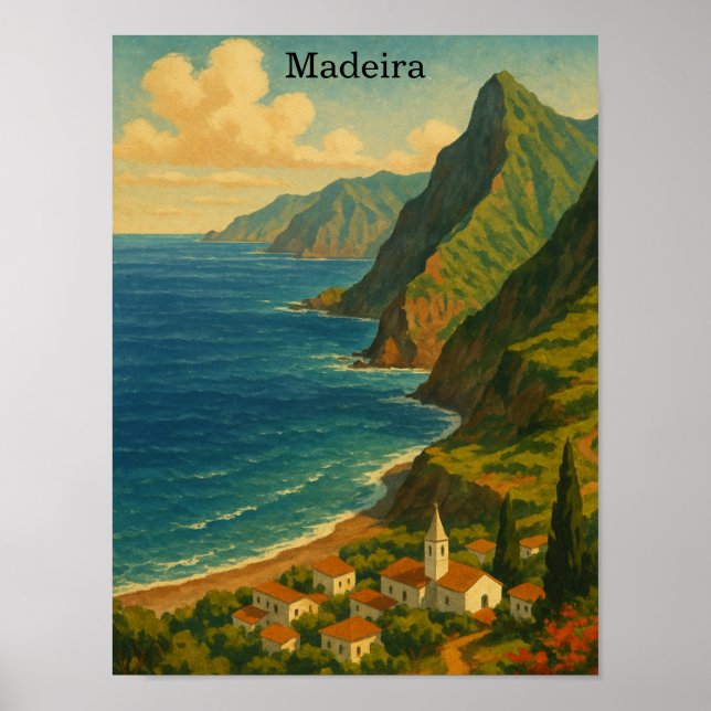Póster Viajes de época Madeira Isla Atlántica (Frente)
