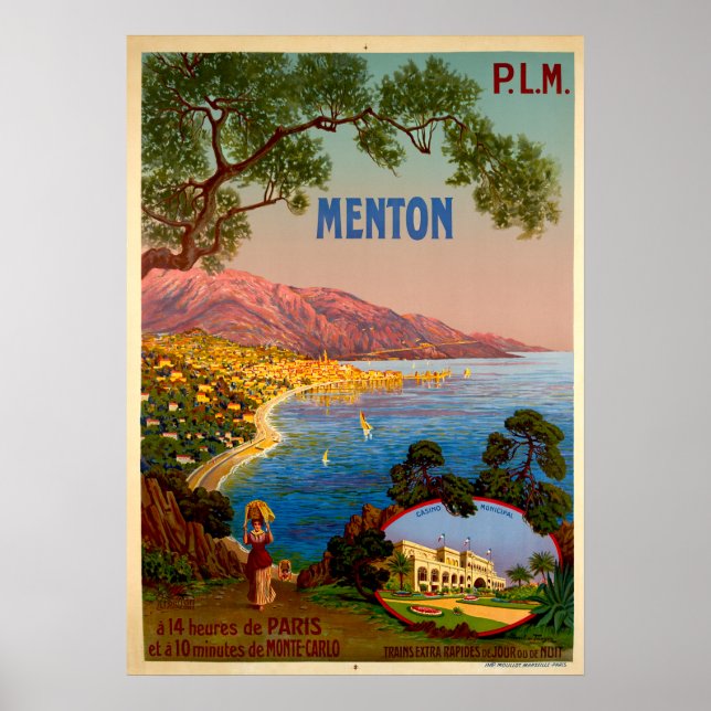 Póster Viajes de época - Menton - Riviera Francesa (Frente)