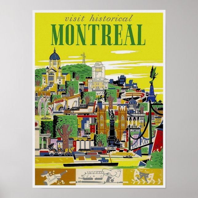 Póster Viajes de época - Montreal - Quebec - Canadá (Frente)