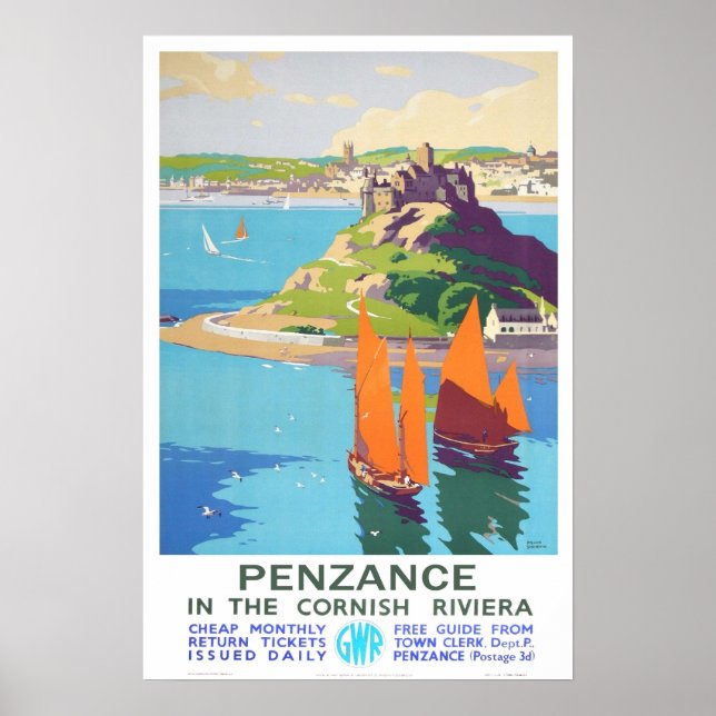 Póster Viajes de época, Penzance. (Frente)