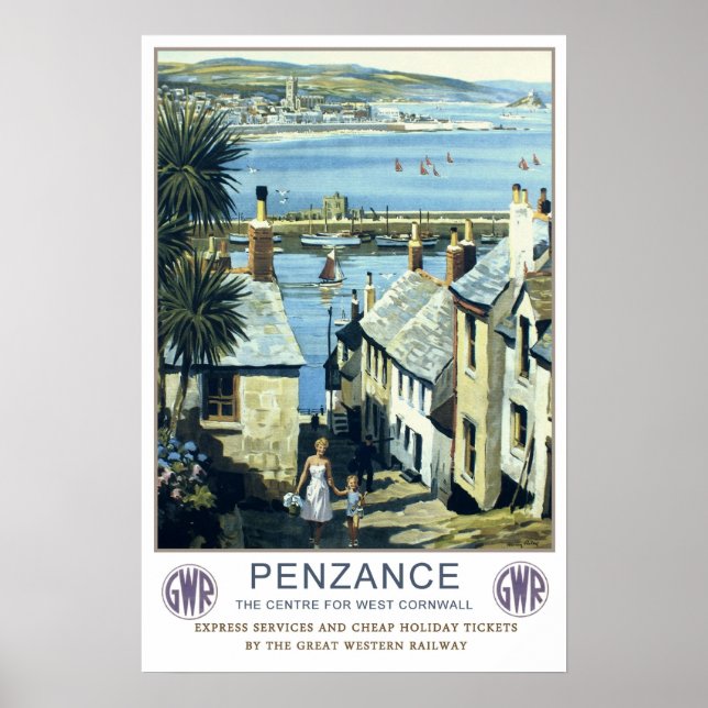 Póster Viajes de época, Penzance. (Frente)