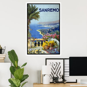 Póster Viajes de época, San Remo, Italia, Riviera italian