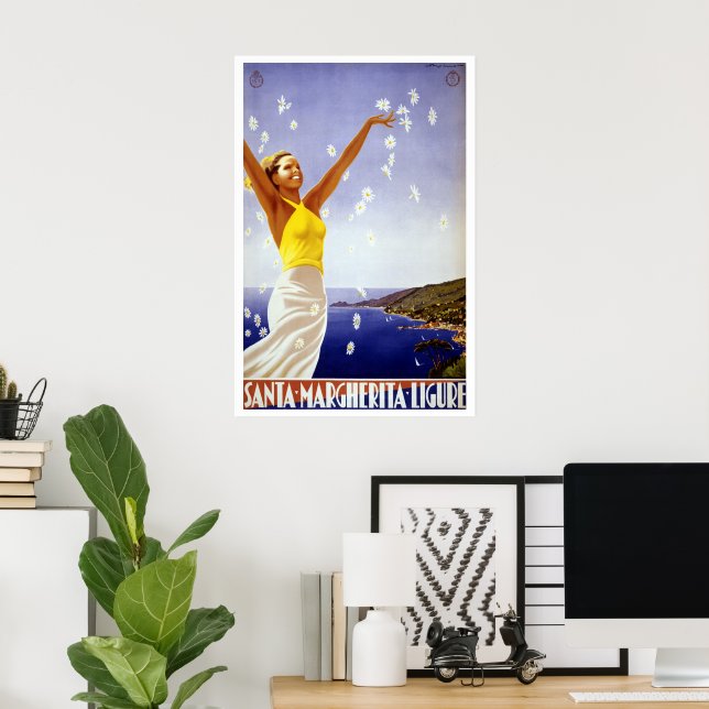 Póster Viajes de época, Santa Margherita Ligure, Italia (Oficina en casa)
