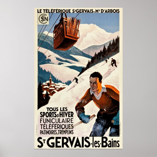 Póster Viajes de época - St Gervais - Les Bains - Francia (Frente)