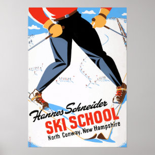 Póster Viajes de esquí de New Hampshire North Conway