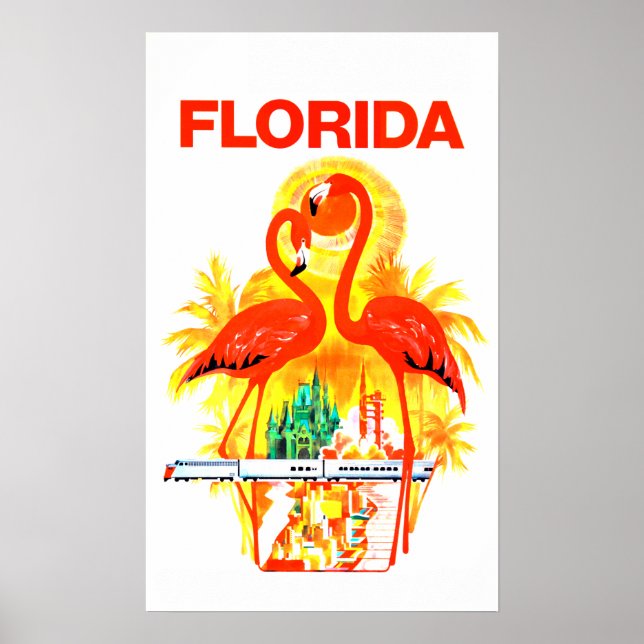 Póster Viajes de flamencos de Florida (Frente)