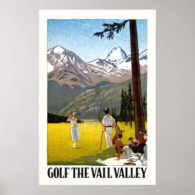 Póster Viajes de golf de Retro Vail Valley (Frente)