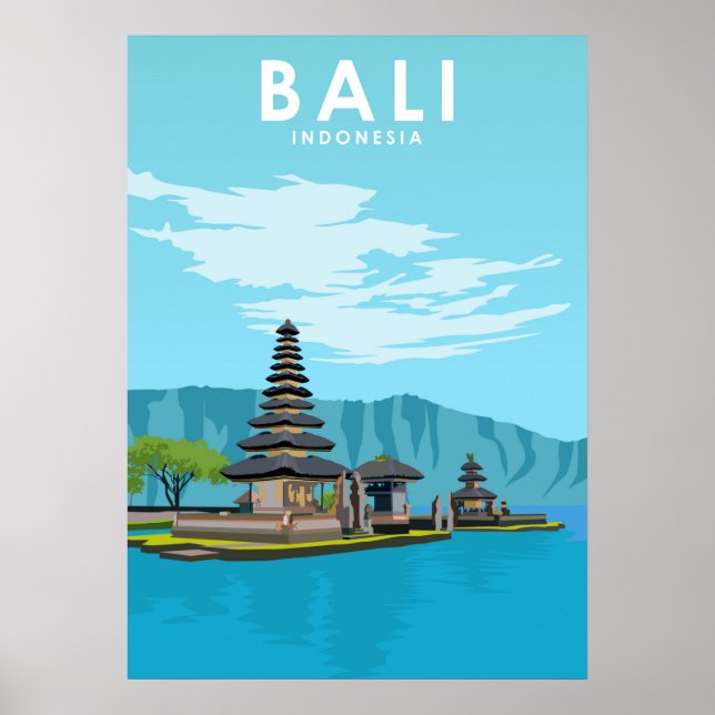 Póster Viajes de Ilustracion de Bali Indonesia (Frente)