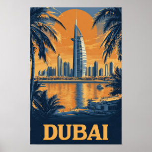 Póster Viajes de Ilustracion de los Emiratos Árabes Unido