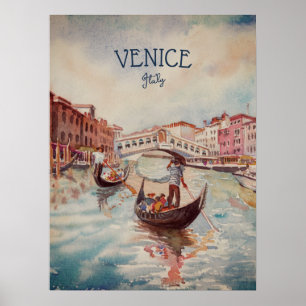 Póster Viajes de Italia: recuerdo de color de agua VENICE