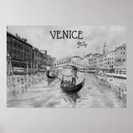 Póster Viajes de Italia - recuerdo en blanco y negro de V