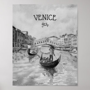 Póster Viajes de Italia - recuerdo en blanco y negro de V