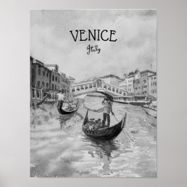Póster Viajes de Italia - recuerdo en blanco y negro de V