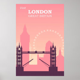 Póster Viajes de la Inglaterra rosa de Londres