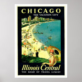 Póster Viajes de la playa de Chicago Illinois