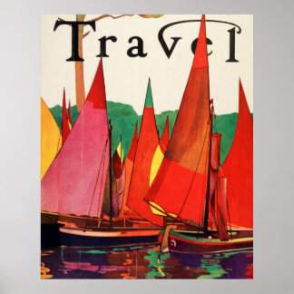 Póster Viajes de la Vieja Italia Viajes Revista Pesca